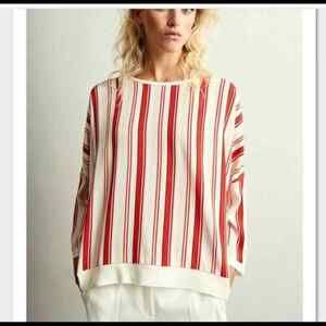 Karen by Simonsen Red & White Striped Oversized Top sz 38 (M) WT1